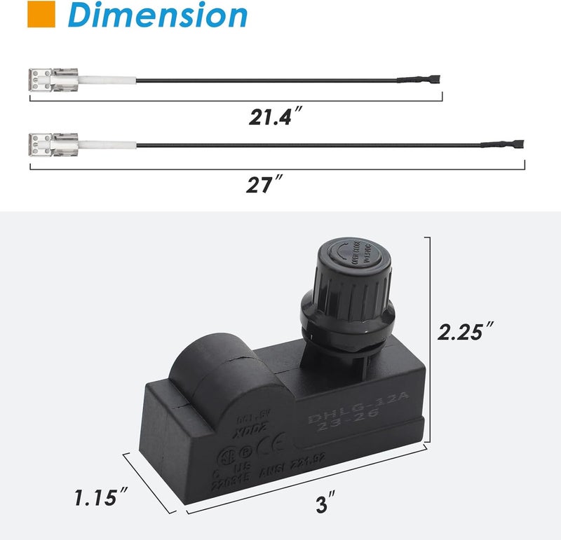 BBQration G350-0017-W1 Grill Igniters for Charbroil Ignitor Replacement Kit, 2-Outlets Electronic Ignition Module w/Wires and 2 Push Buttons, Grill Ignitor for Charbroil Surefire Ignition Systems - Image 5